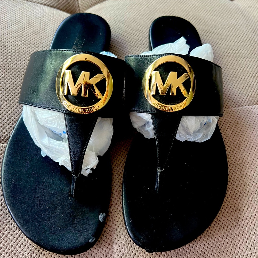 Michael Kors Black Leather Sandals